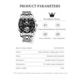 thumbnail image 4 of OLEVS Watch for Men Automatic Skeleton Tourbillon Mechanical Self Winding Business Luxury Dual Calendar Stainless Steel Luminous Waterproof Man Wrist Watches Black Dial, 4 of 11
