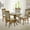 Medium Brown (Dark Beige Cushion), variant on Wooden 5 Piece Dining Table Set, 4 Classic Style Solid Wood Ronda Upholstered Chairs w Rolf Round Dining Table, Kitchen Set for four, Living Room Set, Medium Brown Color