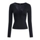 thumbnail image 3 of Camisas Ajustadas de Larga de con Cuello en V Profundo para Mujer, Moda Y2K 2025 Negro S, 3 of 10