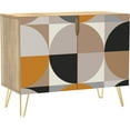 thumbnail image 3 of PixonSign Sideboard Buffet Cabinet, Kitchen Storage Cabinet with 2 Doors, Mid-Century Geometric Circle Patterns, Cupboard Console Table for Dining Room - 35" L x 18" W x 29" H, 3 of 5