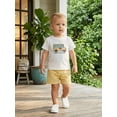 thumbnail image 5 of BemeyourBBs Toddler Baby Boy Back to School Outfit Pre Kindergarten Outfits Little Baby Boy Summer Clothes Cute Bus Embroidered Short Sleeve T-shirt and Pockets Plaid Shorts 2 Piece Summer Set, 5 of 9