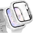 thumbnail image 1 of Compatible with iWatch Accessories with Built-in Tempered Glass Screen Protector Bling Crystal Diamond Rhinestone Full Protective Bumper Cover for Women Man(44mm,Silver), 1 of 5
