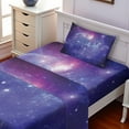 thumbnail image 2 of Ambesonne Nebula Fitted & Top Sheet Set with Sham, Milky Way Galaxy Stars, Navy Purple, 2 of 5