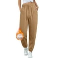 thumbnail image 2 of Womens Pants Elastic Waist Cotton Lined Sweatpants Straight Leg Sweatpants Trousers Dressy Casual Khaki 2XL, 2 of 4