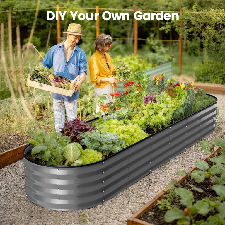 GVDV Raised Garden Bed Outdoor, 8x2x1ft Backyard Large Metal