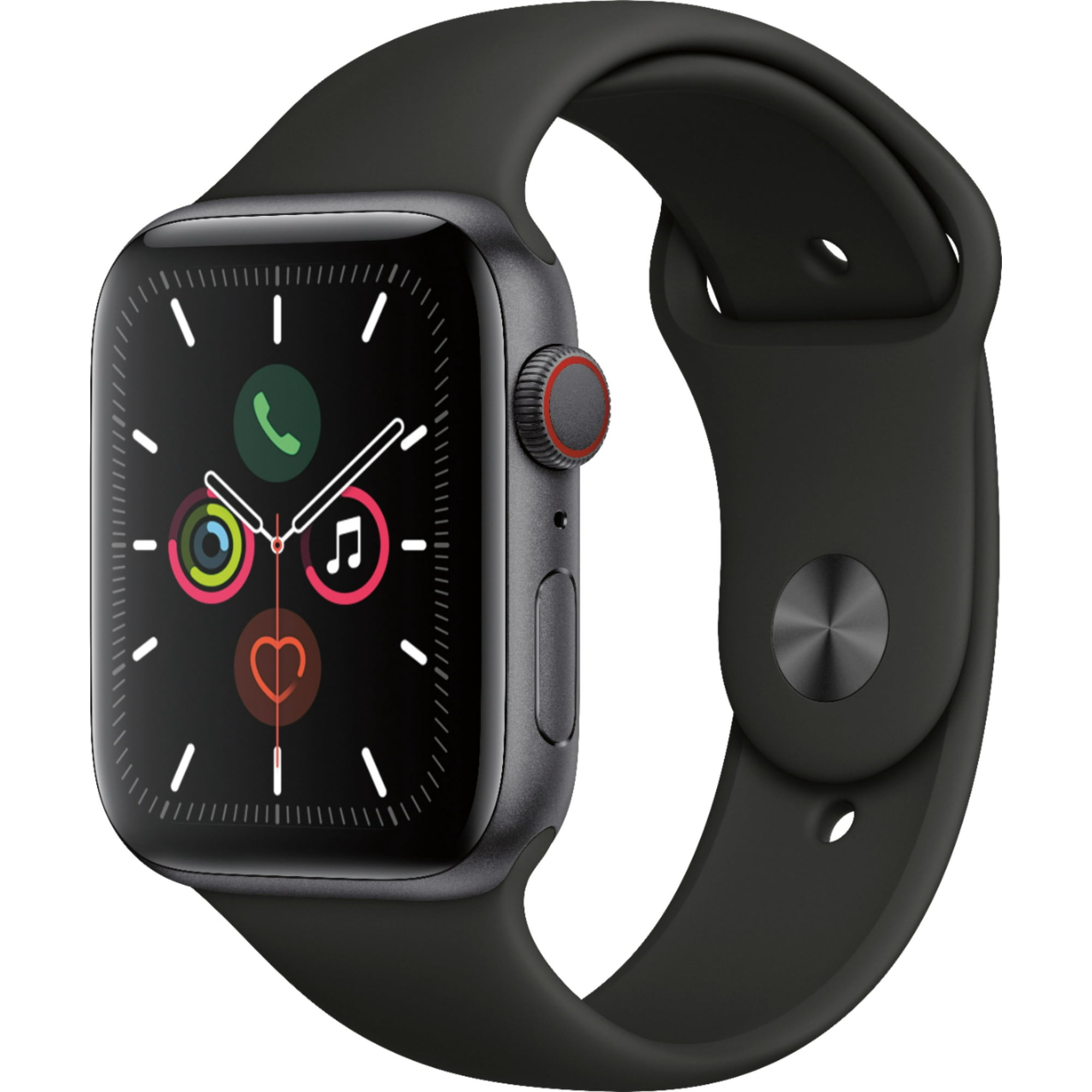 Apple Watch Series 5 (GPS + Cellular, 44mm) - Space Gray Aluminum Case with  Black Sport Band