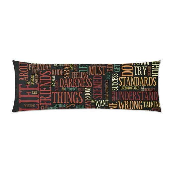 YUSDECOR Word Cloud Concept Body Pillowcase Pillow Protector Cushion Cover 20x60 inch