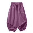 thumbnail image 3 of Ruyang Girls Jogger Pants Lightweight Loose Casual Sports Joggers Cute Letter Print Drawstring Outdoor Hiking Pants School Clothes, 3 of 6