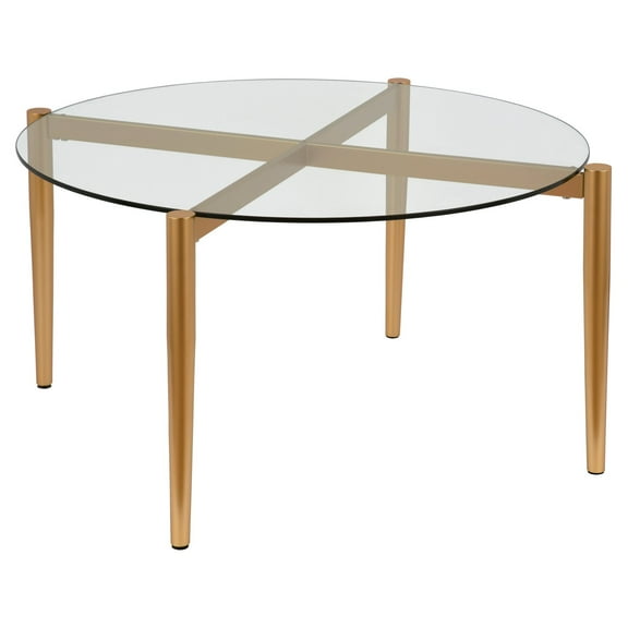 Evelyn&Zoe Kadmos 36'' Wide Round Coffee Table, Brass