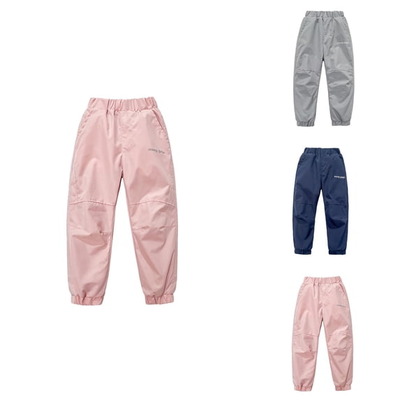 Windproof Waterproof Lined Kids Hiking Pants, Snow Ski Trousers for Boys Girls with Elastic Waist, Thickened Warm Winter Outdoor Joggers