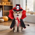 thumbnail image 4 of Halloween Pet Costume Set Adjustable Decor Top Hat & Cloak Holiday Cosplay Dress‑up Outfit Photo Prop for Cats and Small Dogs, 4 of 6