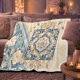 thumbnail image 6 of Ivory White Ornate Baroque Medallion Pearls Jewels Living, Warm Flannel Blanket for Living Room and Family Room, Festive autumn celebration Scene, Art Lovers autumn celebration Gift, 6 of 9