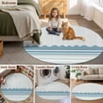 thumbnail image 5 of Blue Striped Round Area Rug 4Ft Washable Circle Rugs for Bedroom Dining Room, Abstract Modern Geometric Stripes Non-Slip Carpet Floor Mats Indoor Outdoor Carpet Runner Aesthetic Home Decor, 5 of 8