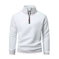 thumbnail image 2 of UVEASISHA Men's Quarter Zip Golf Pullover Winter Fleece Warm Sweatshirt Stand Collar Long Sleeve Sweatshirts for Men Thermal Fall Tops White S, 2 of 9