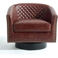 thumbnail image 6 of UIXE Swivel Accent Chairs Set of 2 Barrel Chairs Modern Round Swivel Chair for Living Room, Red Brown, 6 of 6
