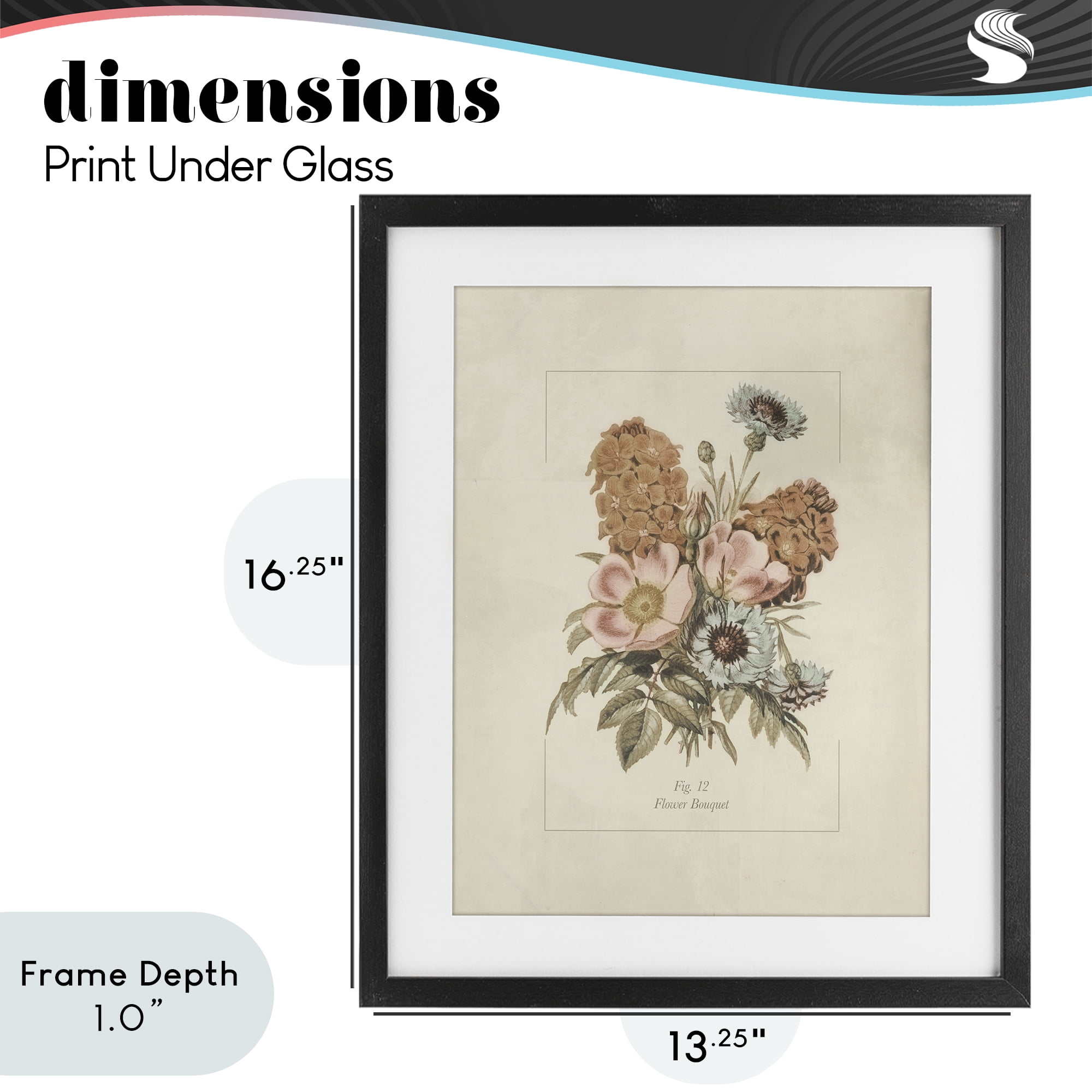 Stupell Industries Flower Bouquet Vintage Blossoms Black Framed Print Under Glass, design by Dan Meneely
