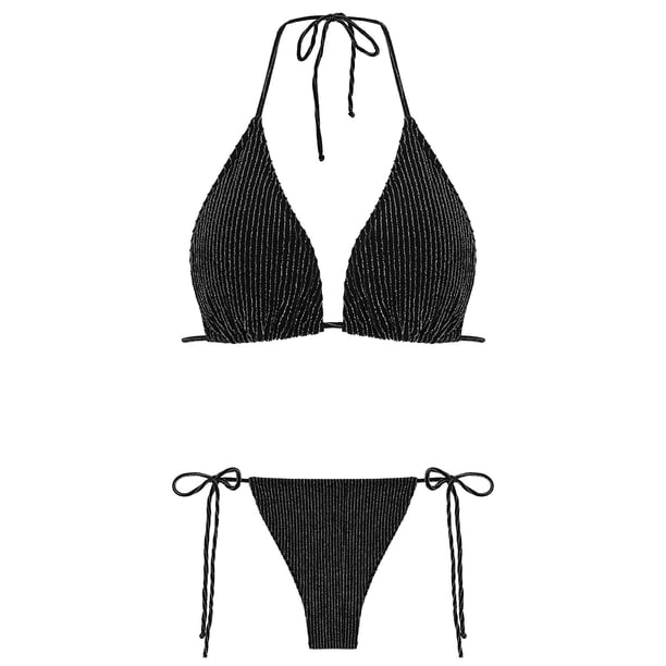 snowsong Triangle Bikini,2024 New Women's Solid Color Sexy Split