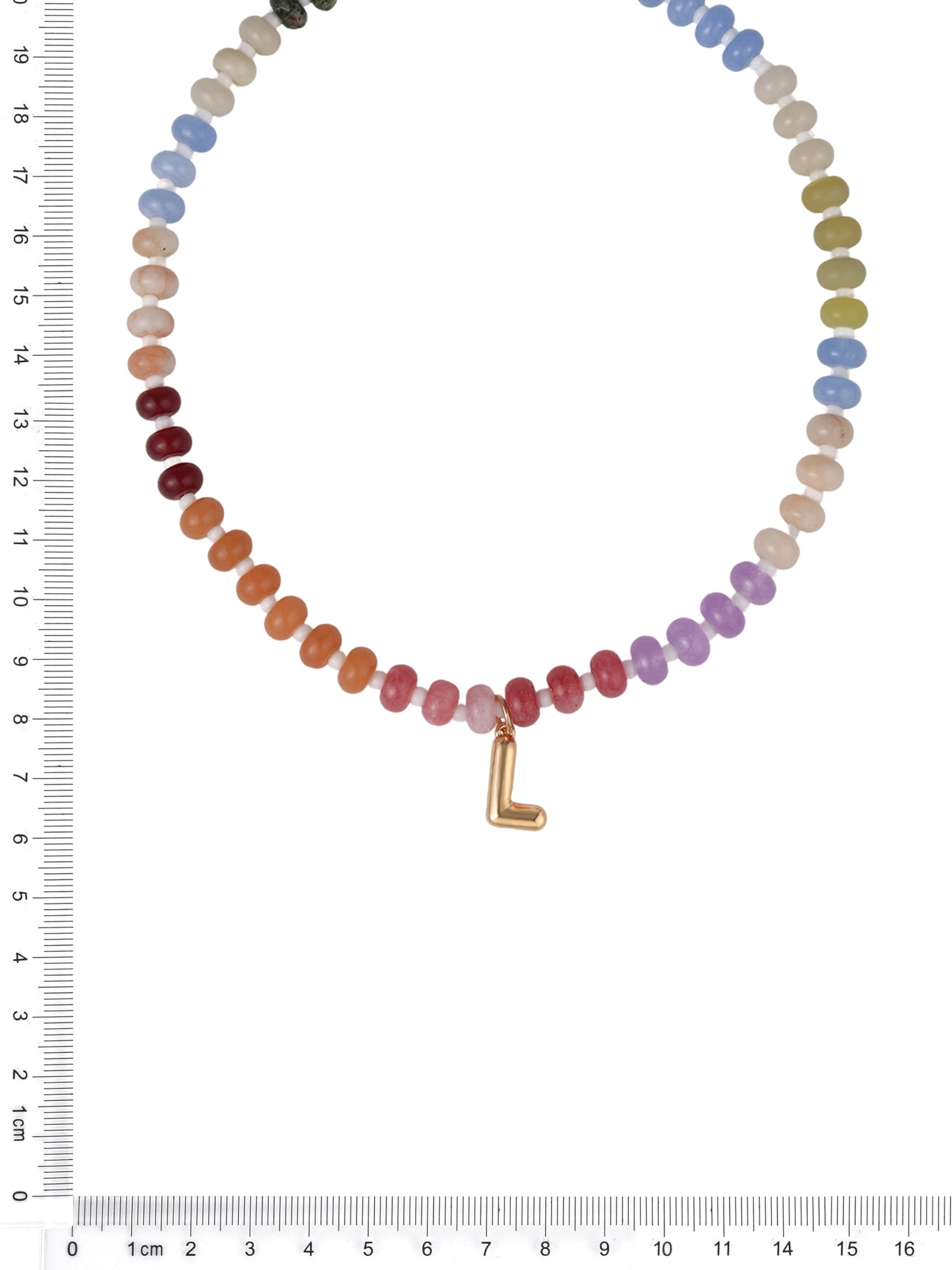 Time and Tru Goldtone Multicolored Bead Initial "L" Necklace