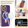 thumbnail image 3 of Dteck Screen Protector Case for iPhone 15 Pro Max,Magnetic Plating TPU Case Lens Camera Protector Mag-Safe Invisible Stand Shockproof Back Cover,Darkpurple, 3 of 9