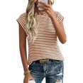 thumbnail image 4 of PRETTYGARDEN Women's Spring Vest Tops Cap Sleeve Striped Shirt Knit Tank Top Summer Beach Vacation Clothes, 4 of 9