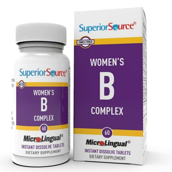 Superior Source Women's B Complex - Energy Support Supplement for Women - Multivitamin with Vitamin B12, Vitamin B3 & More - B Vitamin Supplement Aids Heart Health - 60 Sublingual Dissolving Tablets