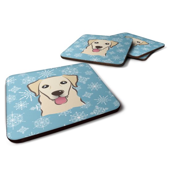 Carolines Treasures BB1686FC Snowflake Golden Retriever Foam Coaster Set of 4 3 1/2 x 3 1/2 multicolor