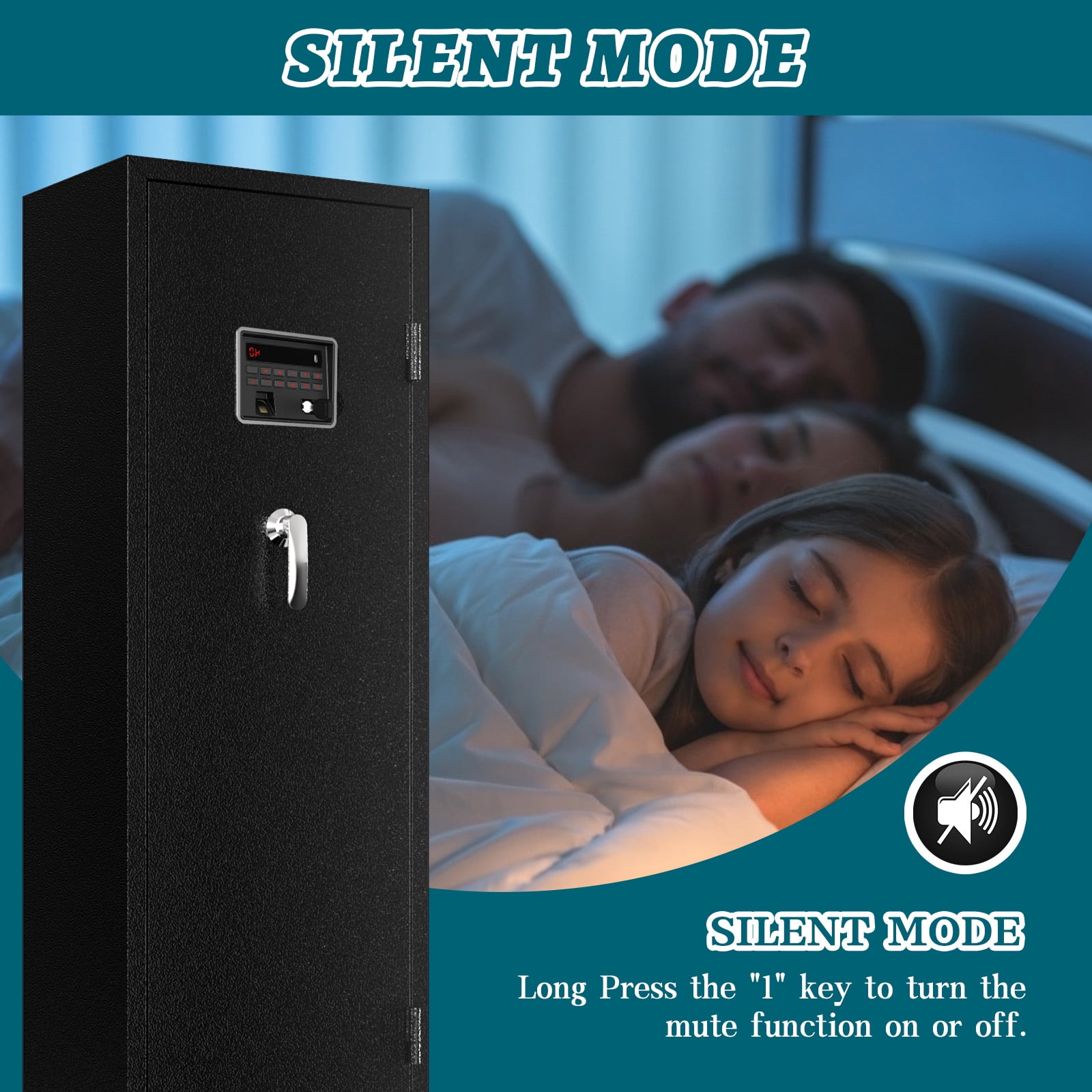 7-8 Biometric Gun Safe Rifle for Home, Fingerprint Gun Safes for Rifles and Pistols, Quick Access Gun Cabinets for Rifles and Shotguns with Upgraded LED Light and LCD Screen