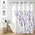 thumbnail image 2 of MIZHONA Purple Shower Curtain with Snap in Liner,Lavender Floral No Hook Waterproof Bath Curtain,71"× 83", 2 of 6