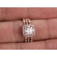 thumbnail image 5 of 2 Carat Cushion Moissanite and Moissanite Trio Wedding Set with 18k Gold Plating, 5 of 6