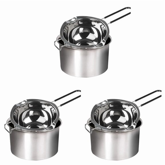 6-Pack Stainless Steel Double Boiler, Heat- Handle 2 Cup Capacity, Universal Pad,6 x pot,Silver