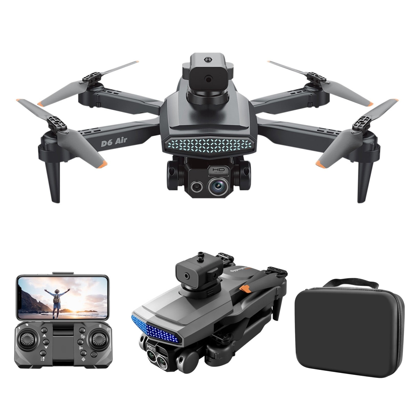 Drone with 4K Dual Camera, Electronic Image Stabilization & Obstacle Avoidance, Gesture Control & One-Key Return with 2 Batteries for Extended Flight, for Beginners and Teenagers