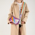 thumbnail image 3 of Bolso Mensajero Hombro Cruzado para Mujeres Rainbow PU Cuero A Rayas Correa Ajustable Embrague, 3 of 9