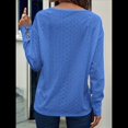 thumbnail image 4 of Blusas Elegantes e Informales para Mujer, con Cuello en V, Larga, Botones, Encaje Calado y Bordado. Azul M, 4 of 7