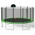 thumbnail image 2 of Trampoline with Enclosure, 16 Feet Kids Outdoor Trampoline with Basketball Hoop/Ladder, Round Trampoline for Indoor Outdoor Backyard, Green, LLL4098, 2 of 5