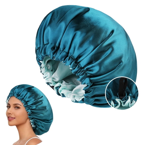 viviyoo Reversible Satin Bonnet, Adjustable Double Layer Sleep Cap for Women Teal