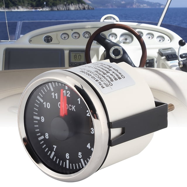 Car Clock Watch, 2in Universal Dial Clock Meter 0-12 Hourmeter Clock Instrument Panel Gauges Display 12V/24V For Car Boat