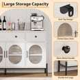 thumbnail image 5 of EastVita 62 inches Buffet Cabinet with Storage Large Sideboard Cabinet Coffee Bar Cabinets with 3 Drawers and 4 Fluted Glass Doors for Home/Kitchen/Dining Room (White), 5 of 7