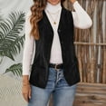 thumbnail image 5 of Women's Button Up Corduroy Vest V Neck Slim Fit Tops with Pockets Sleeveless Trendy Blazer Jackets Lightweight Coats Winter Snap Gilet Warm Outerwear Casual Waistcoats, 5 of 8
