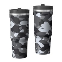 30oz Tumbler with Swivel Handle, Vacuum Insulated Stainless Steel Travel Mug with 2-in-1 Straw Lid, Camo Print