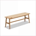 thumbnail image 3 of Rustic Solid Oak Wood Bench with Woven Cane Seat for Dining, Bedroom, Bathroom | Oak | Cane, 3 of 8