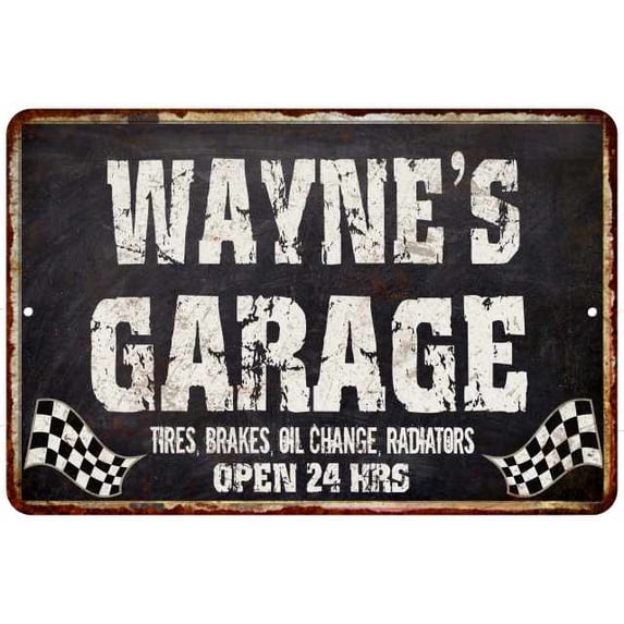 WAYNE'S Garage Black Grunge Sign 8x12 Decor Gift 108120005237