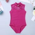 thumbnail image 3 of Sxiwei Kids Girls's 1PC Lace Leotards for Girls Ballet Dance Gymnastics Jump Suit with Round Neckline Rose Red L, 3 of 7