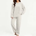 thumbnail image 2 of lcziwo Fluffy Pajama Set for Women Winter Warm Fleece Sleepwear Comfy Soft Plush Pjs 2 Piece Loungewear Fuzzy Ribbed OutfitsBeige,Free Size, 2 of 10