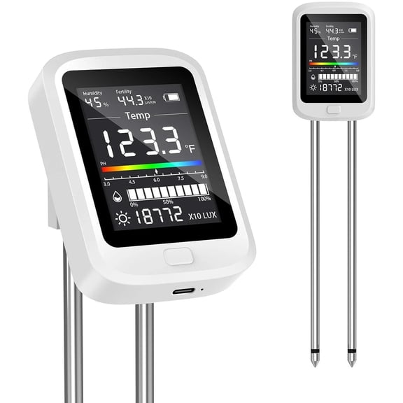 6-in-1 Digital Soil Moisture Meter with pH, Nutrient, Light, Temperature & Humidity for Garden and Indoor Plants