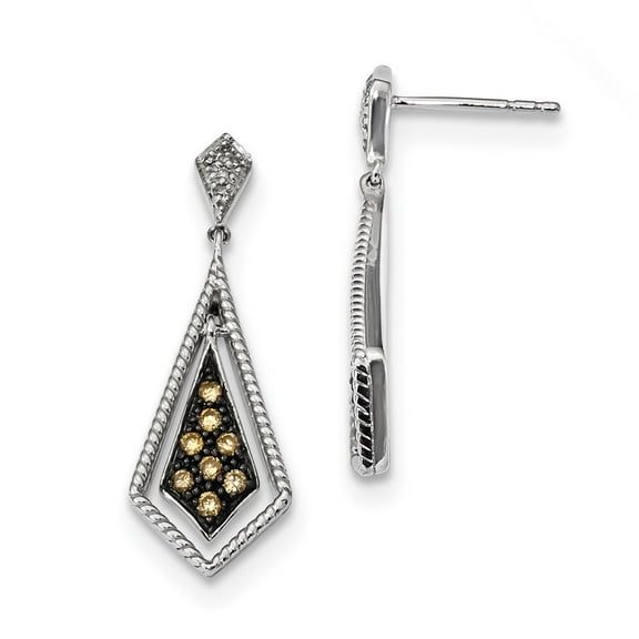 Diamond2Deal Sterling Silver Champagne Diamond Geometric Post Earrings