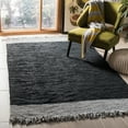 thumbnail image 4 of SAFAVIEH Vintage Leather Horatio Braided Fringe Border Area Rug, Light Grey/Black, 2'3" x 4', 4 of 5