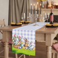 thumbnail image 2 of Table Runners 72 Inches Long Dress Scarves, Easter Bunny Farmhouse Kitchen Table Runner, Coffee Tablerunners, Cute Rabbits Chickens Flowers Rustic Purple Plaid 14x72 Inch, 2 of 9