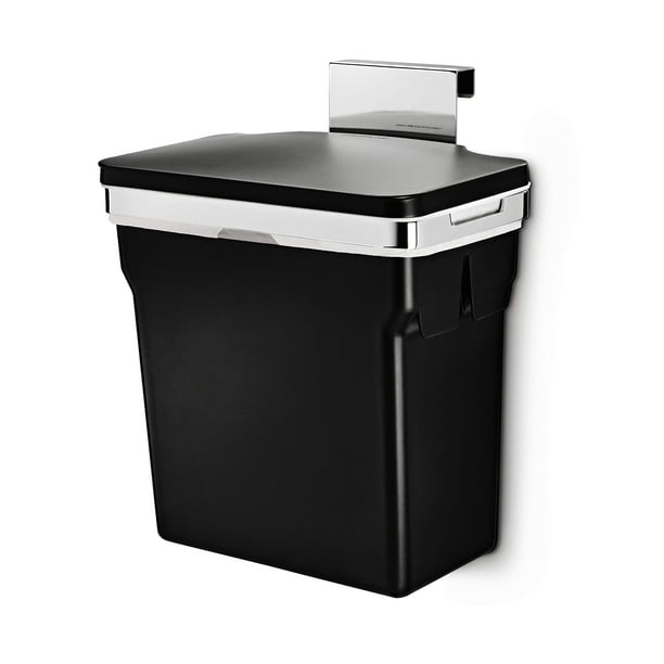 Bote de basura Simplehuman de acero negro, 10 l/2.6 galones, 10 l/2.6 galones