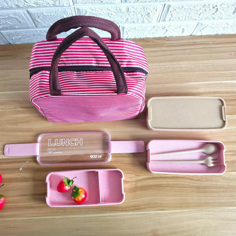 Lunch Box With Spoon & Fork Container Storage Food Dinnerware For