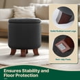 thumbnail image 4 of MoNiBloom Storage Ottoman with Padded Seat, Modern PU Leather Footrest, Round Seat Stool, Black, 4 of 8